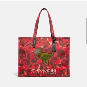 NWT Coach Rexy Tote 42 100% Recycle Canvas Red Camo Print RARE